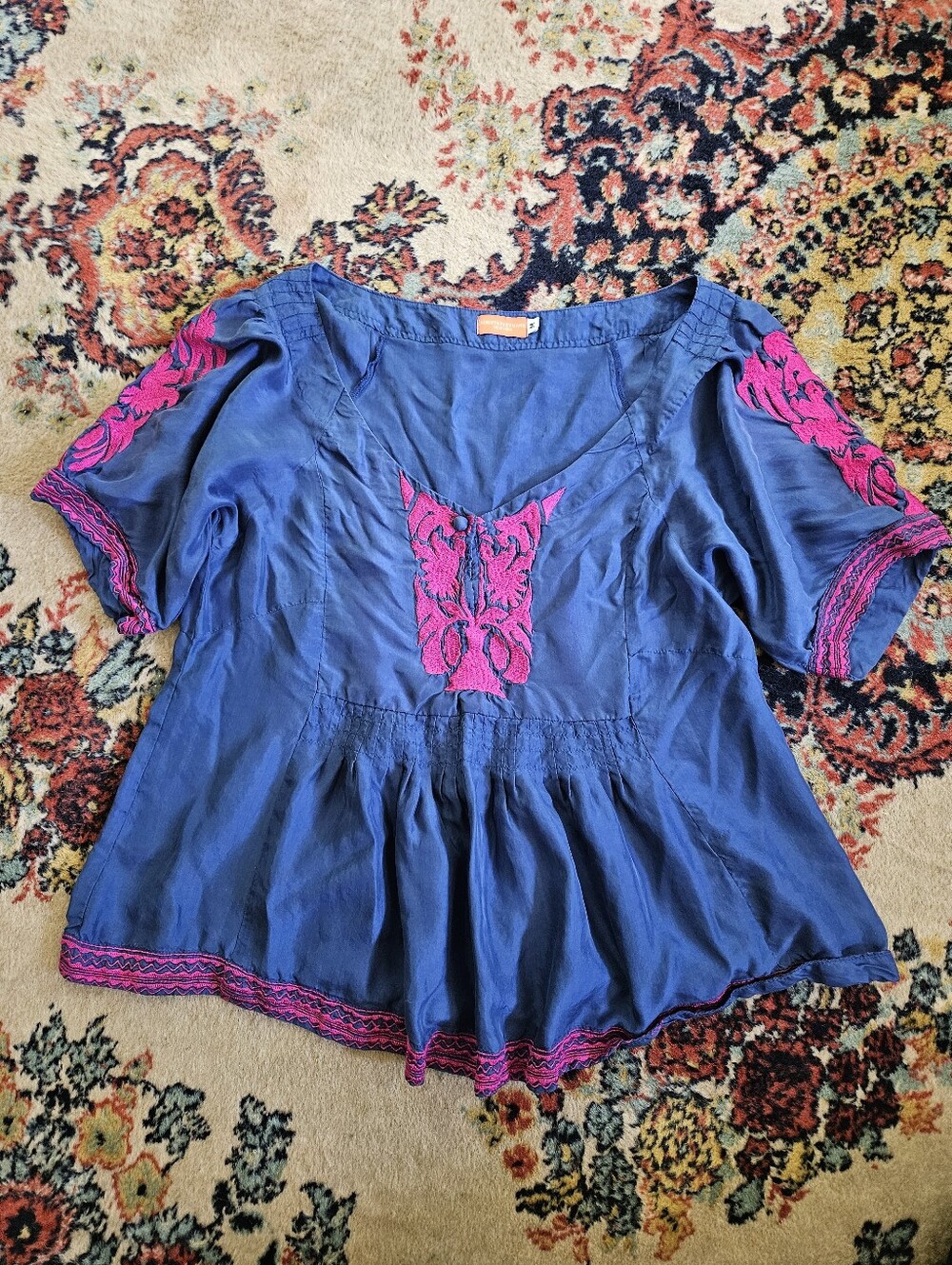 Boho Blue Silk Roberta Freymann Top